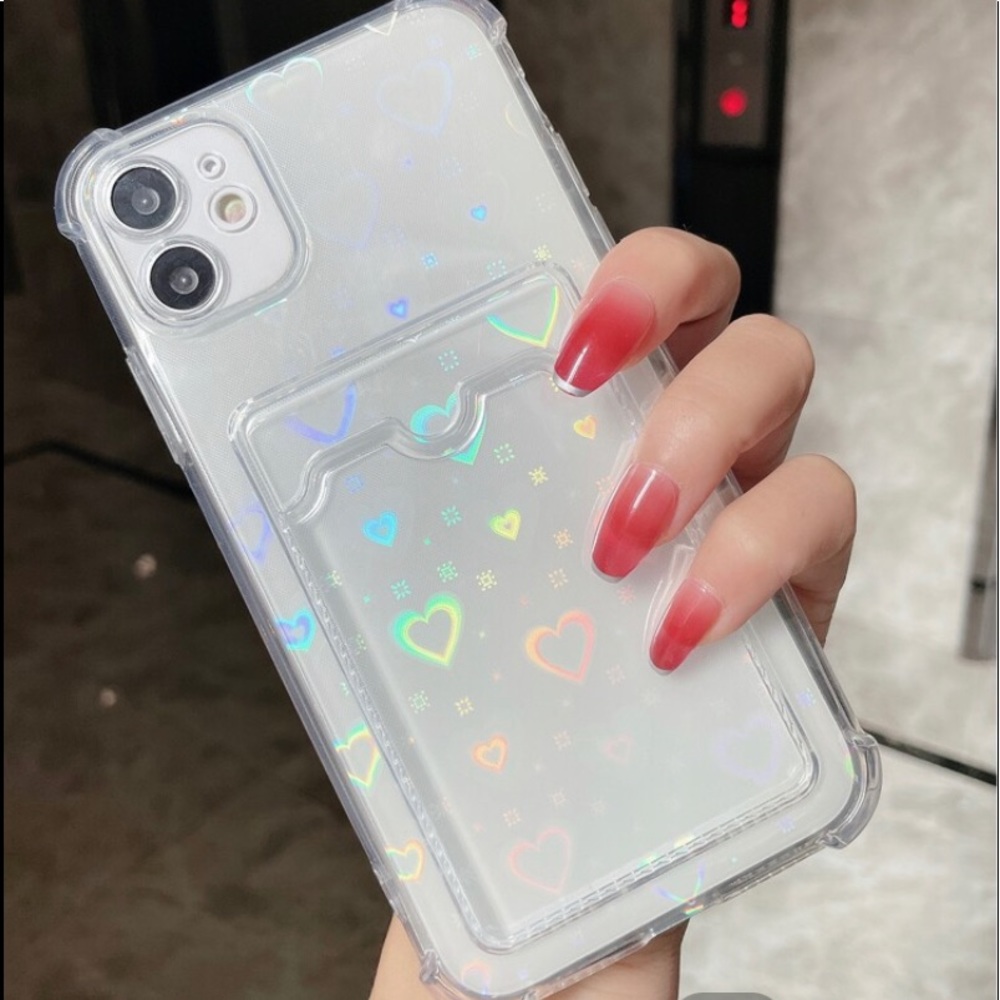 NWT IPhone 12 soft cell case with lens protector and card slot built in